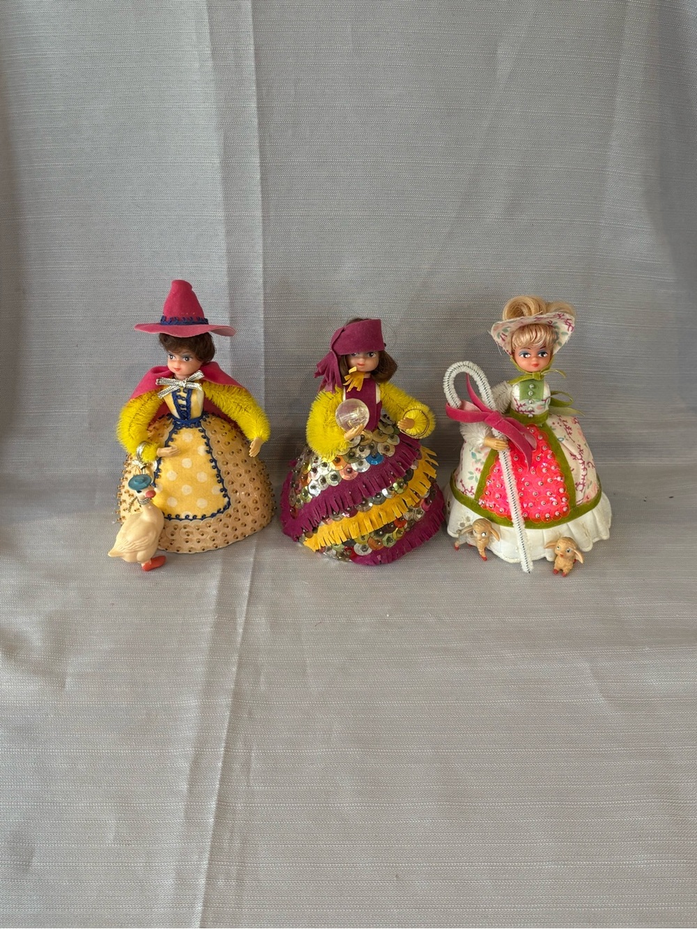 L’Il Missy 70’s Vintage Ceramic Dolls Trio in Yellow, Pink, and Cream
